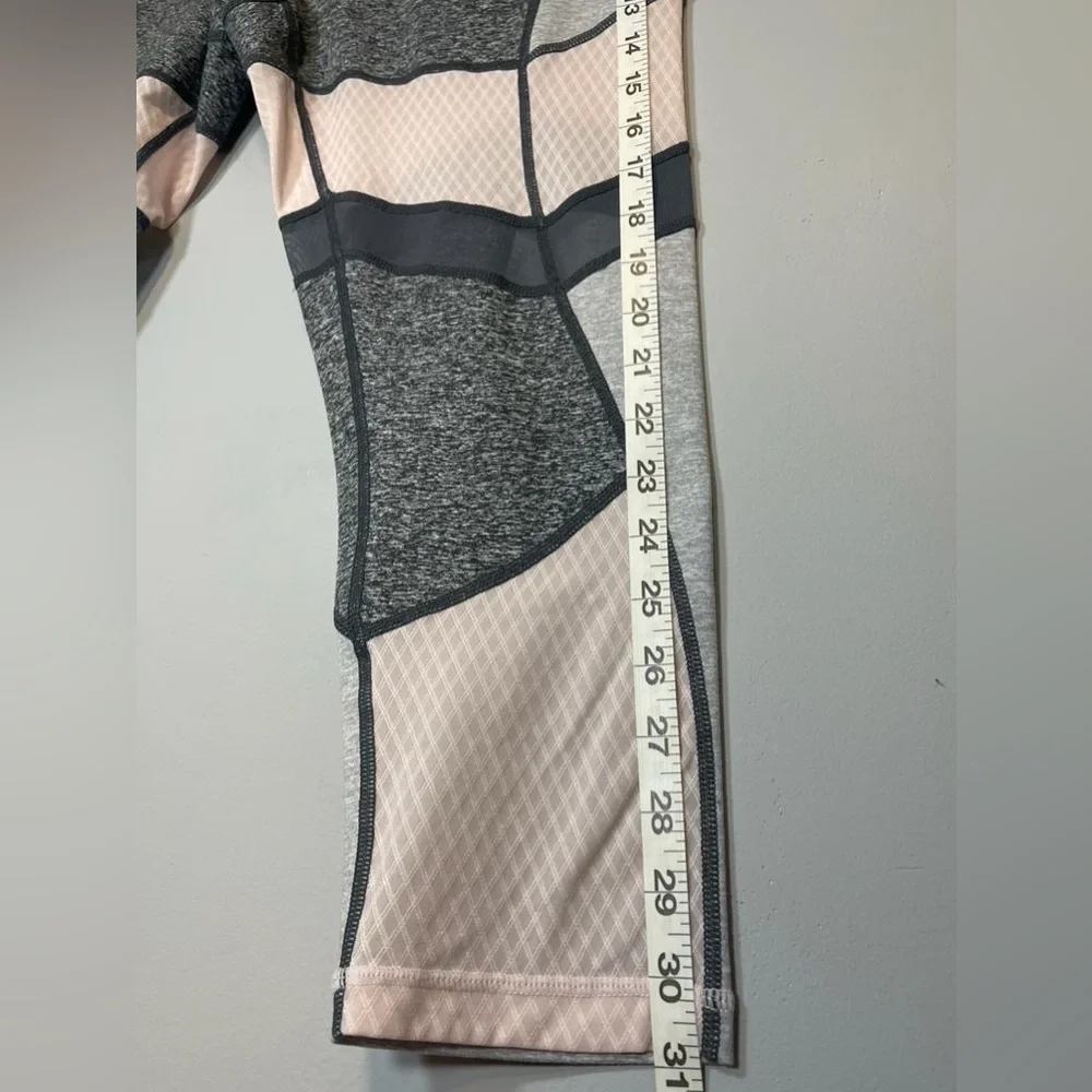 Zella Power Mesh Crop Leggings High Rise Heathered Gray /‎ Pink Size L